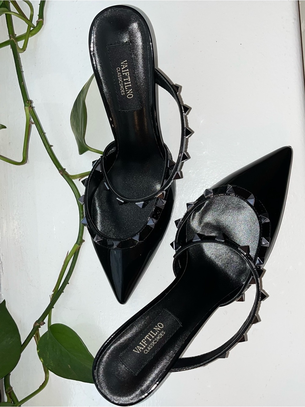 Valentino Black Patent Leather Studded Mules - Picture 7 of 7